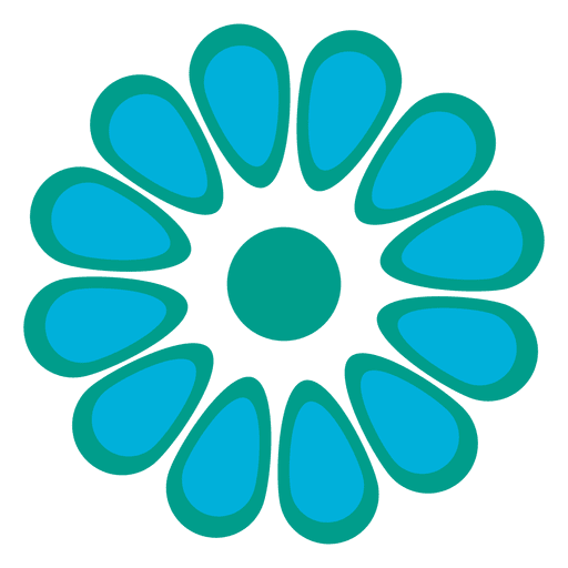 Turquoise floral icon PNG Design