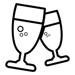 Icono de línea de copas de vino Diseño PNG