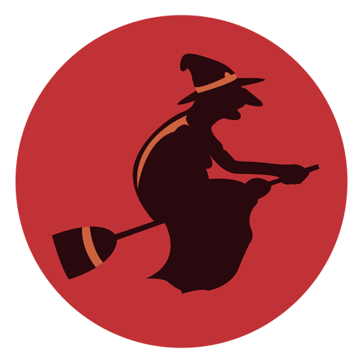 Witch broom circle icon