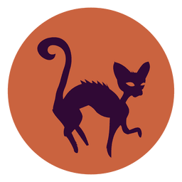 Icono de círculo de gato bruja Diseño PNG