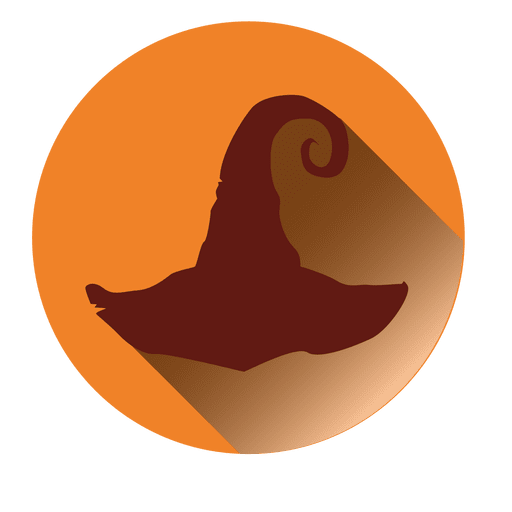Chapéu de bruxa ícone redondo laranja Desenho PNG