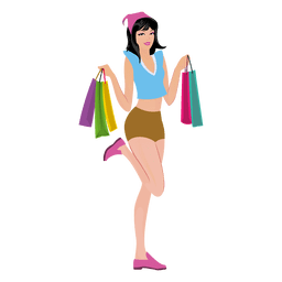 Dibujos animados de chica joven compras Diseño PNG