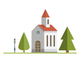 Construção de igreja na cidade Desenho PNG