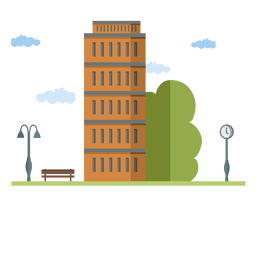 Casa de ciudad de edificio plano Diseño PNG