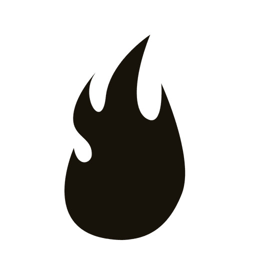Fuego llama negro contorno Diseño PNG