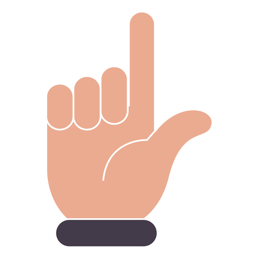 Hand pointing with white stroke PNG Design