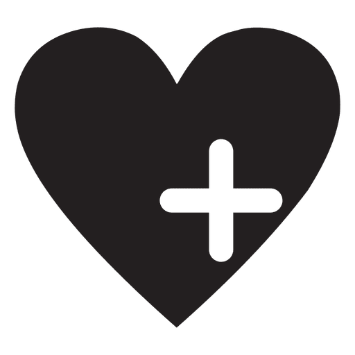 Logotipo do coração com um sinal de mais Desenho PNG