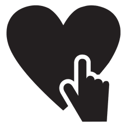 Icono de corazón con mano tocando