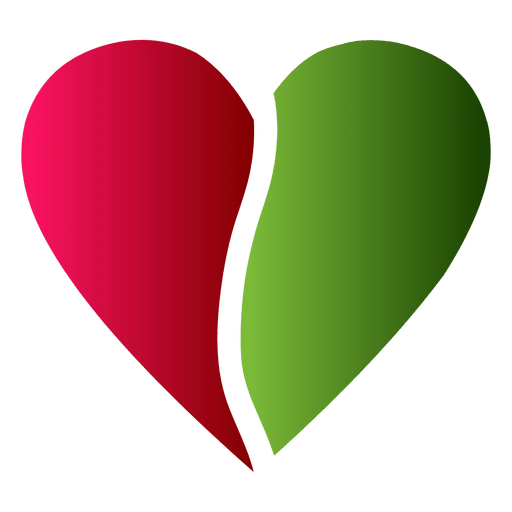 Heart logo half red and green color