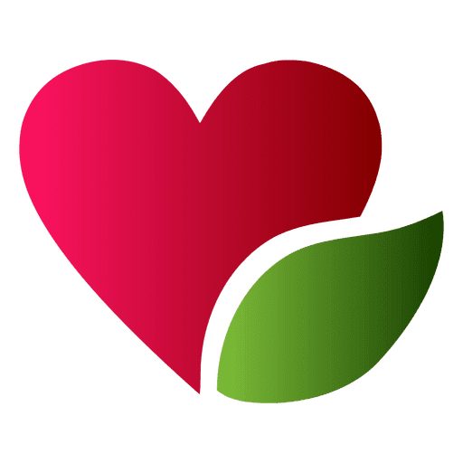 Logotipo de corazón y hoja Diseño PNG