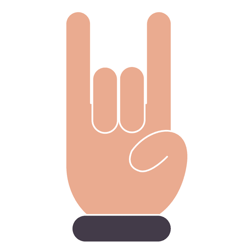 Rock fingers hand with white stroke PNG Design