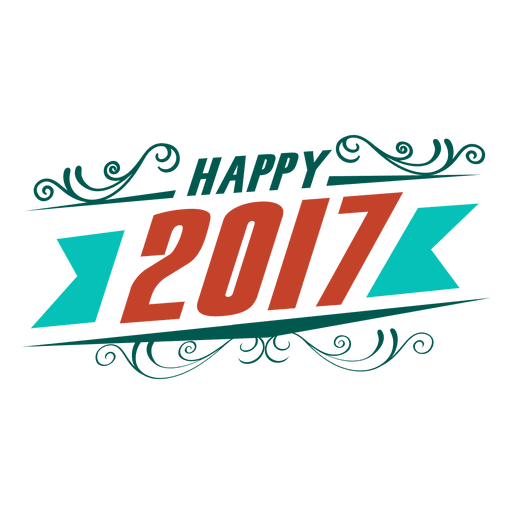 Etiqueta do emblema de feliz ano novo de 2017