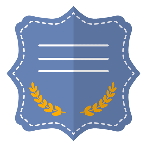Flat blue badge label ribbon PNG Design