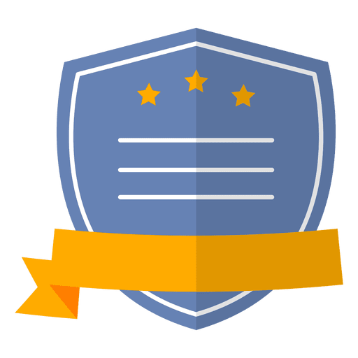 Flat badge with ribbon PNG Design
