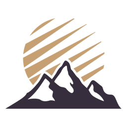 Insignia de etiqueta de montaña con sol Diseño PNG