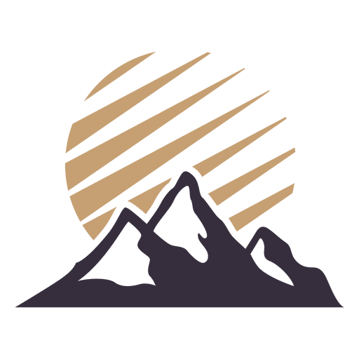 Mountain label badge with sun  PNG Design