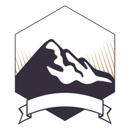 Mountain label badge with ribbon PNG Design