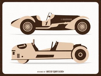 Ilustraciones de coches de carreras planos vintage Ilustraciones de coches de carreras planos vintage