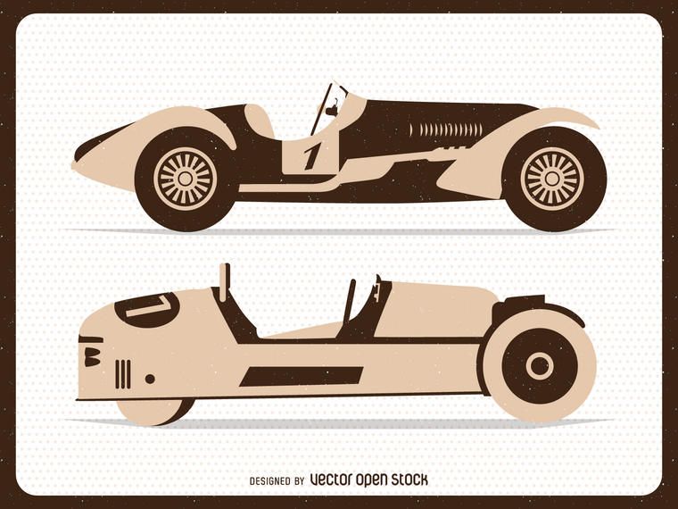 Ilustraciones de coches de carreras planos vintage Ilustraciones de coches de carreras planos vintage