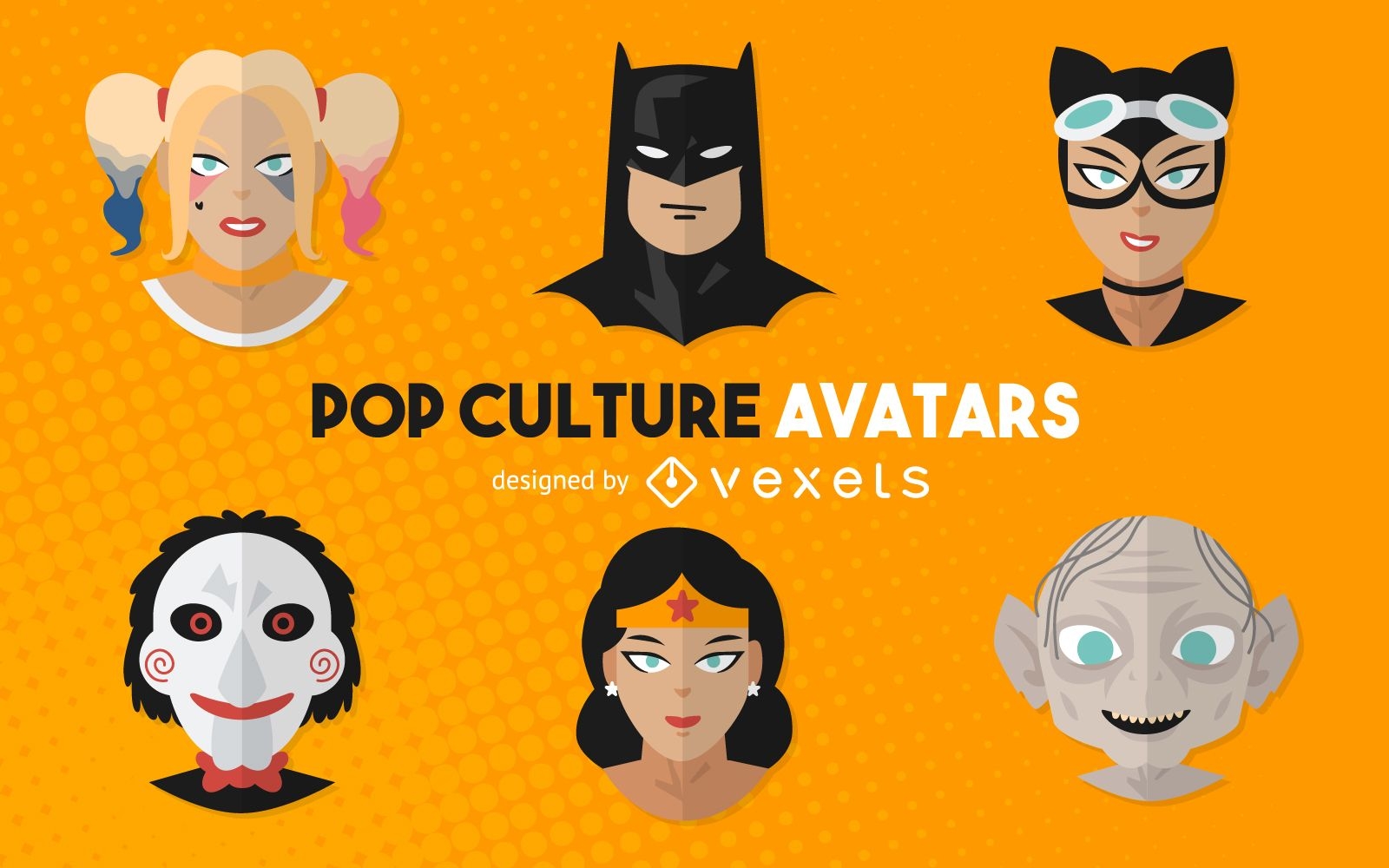 Pop culture movie avatars illustrations