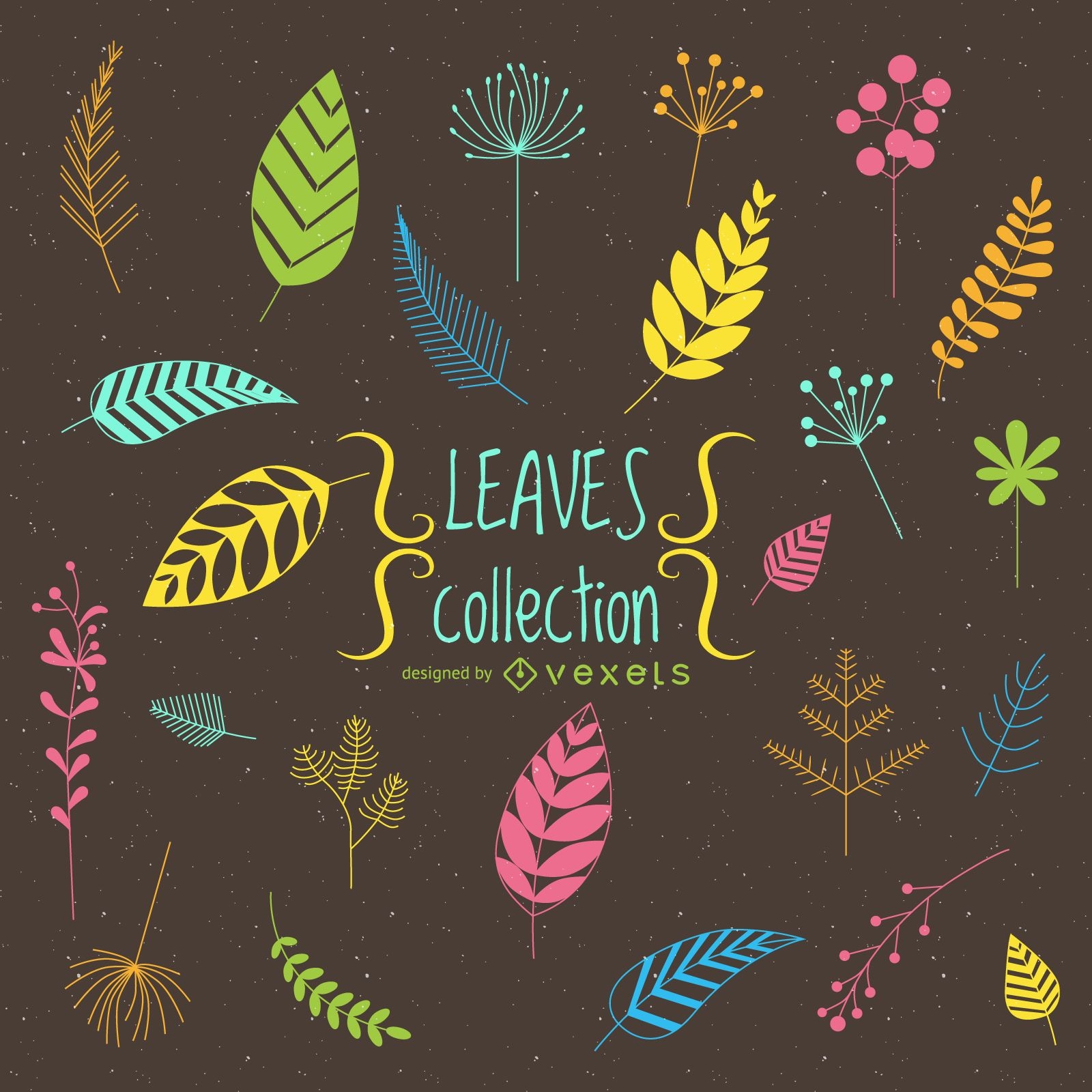Drawn leaves collection