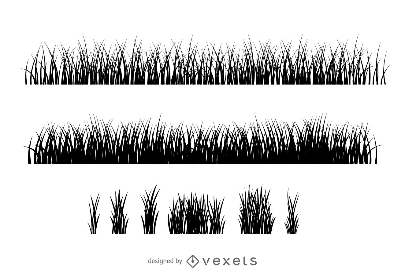 Coleção de silhueta de ilustração de grama