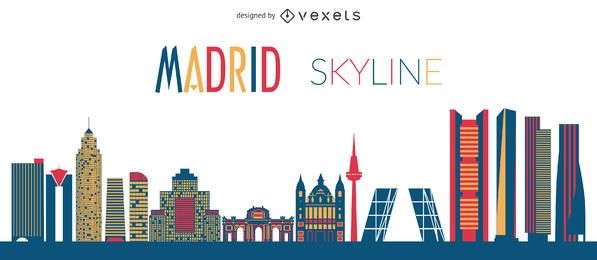Flat Madrid skyline silhouette