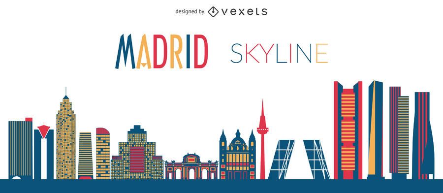 Flat Madrid skyline silhouette Flat Madrid skyline silhouette