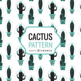 Hand drawn cactus pattern in tones of blue Hand drawn cactus pattern in tones of blue