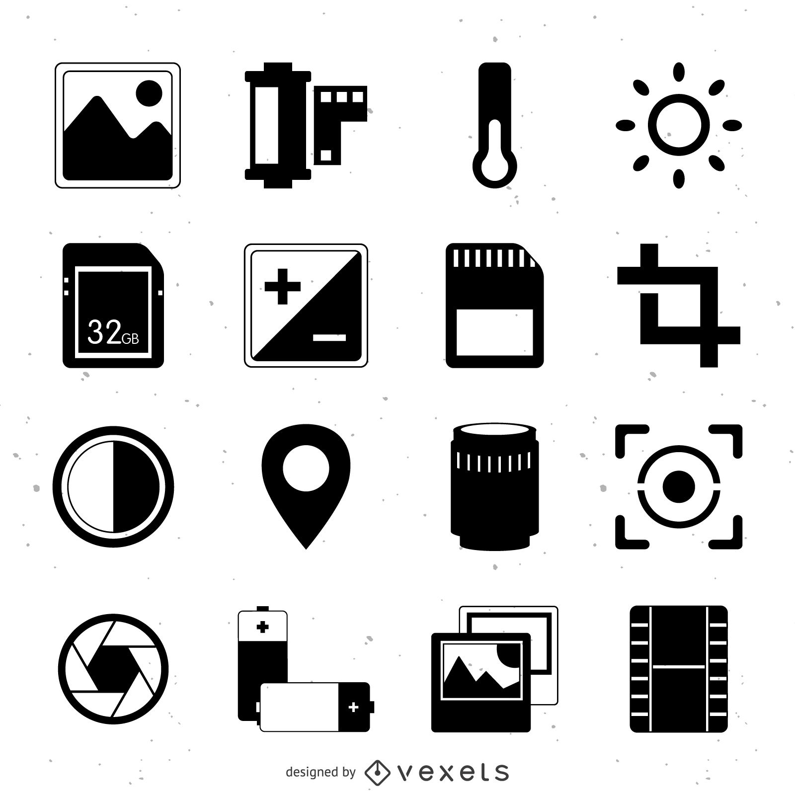Flat photography icons collection