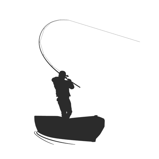 Fischenfischer auf Boot PNG-Design