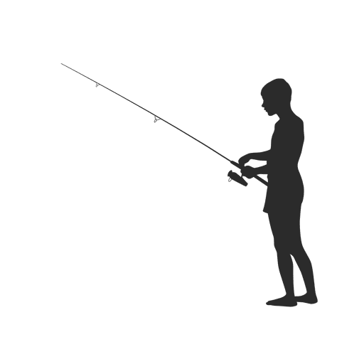 Silhouette of fisherman fishing PNG Design