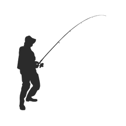 Silueta, de, pesca, pescador Silueta, de, pesca, pescador