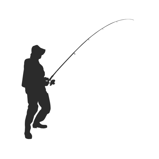Silueta de pesca pescador Desenho PNG