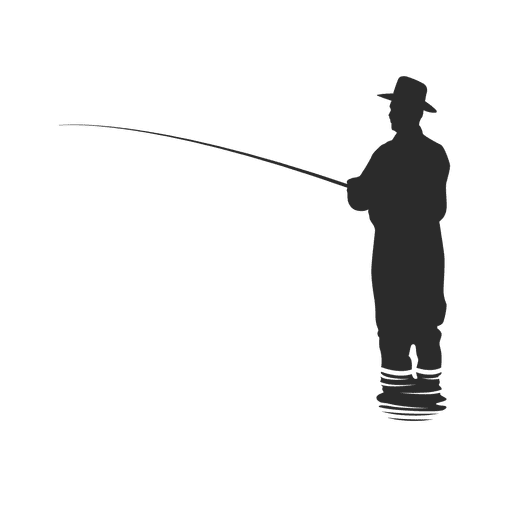 Pescador pescando na ?gua Desenho PNG