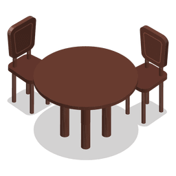 Isometrischer Tisch mit Stühlen PNG-Design