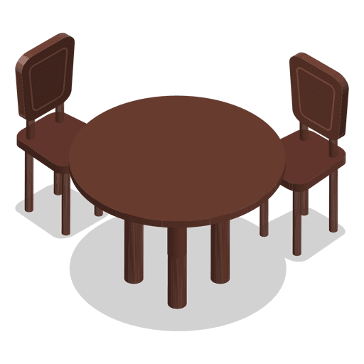 Isometric table with chairs PNG Design