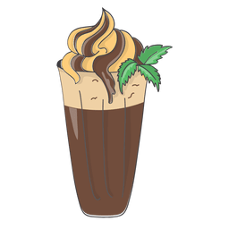 Postre de chocolate con plátano y batido Diseño PNG