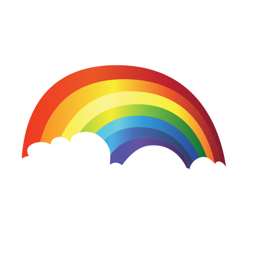 Arco-íris colorido com nuvens Desenho PNG