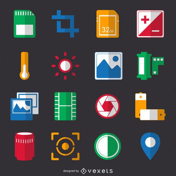 Flat photography icon collection Flat photography icon collection