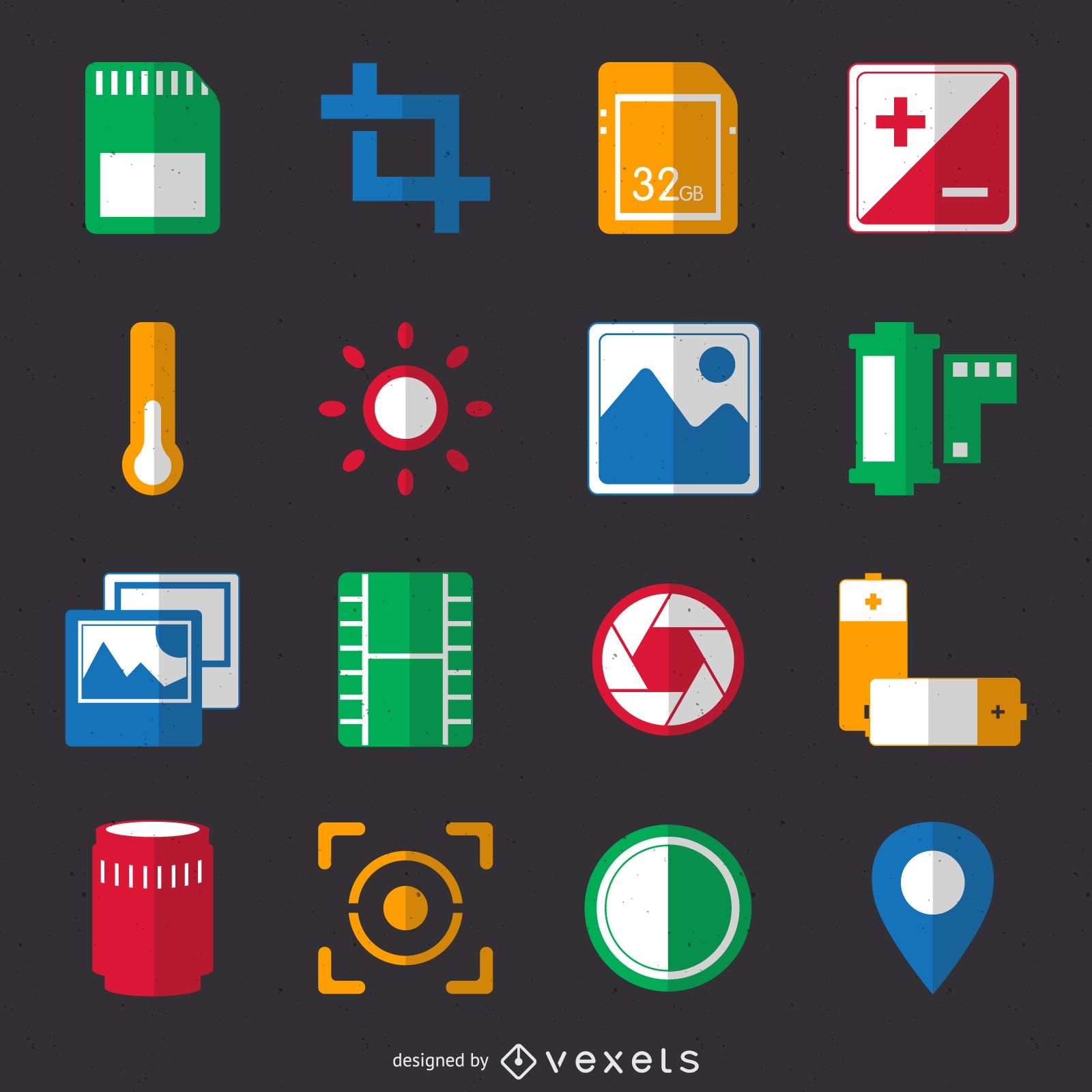 Flat photography icon collection
