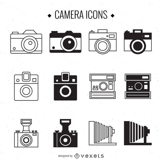 Conjunto de ilustración de cámara vintage Conjunto de ilustración de cámara vintage
