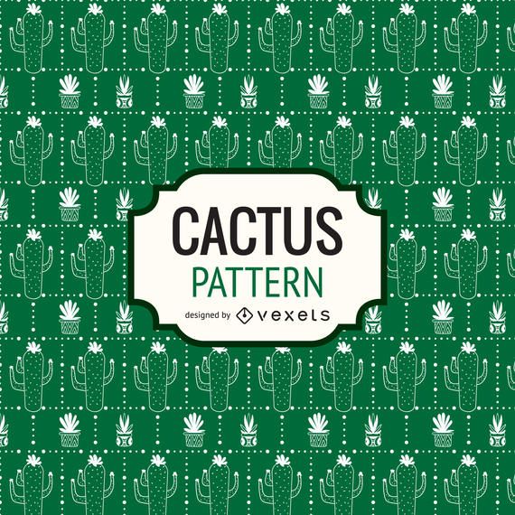 Green hand drawn cactus pattern Green hand drawn cactus pattern