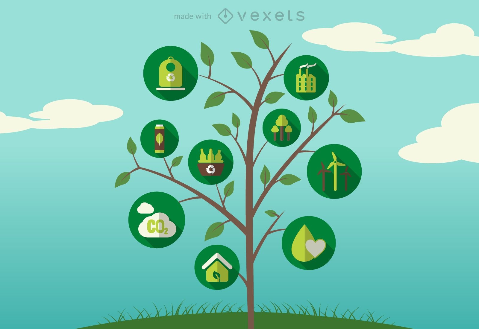 Ilustração de árvore de ecologia