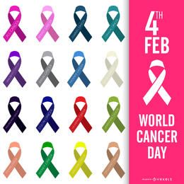World Cancer Day poster colored ribbons World Cancer Day poster colored ribbons