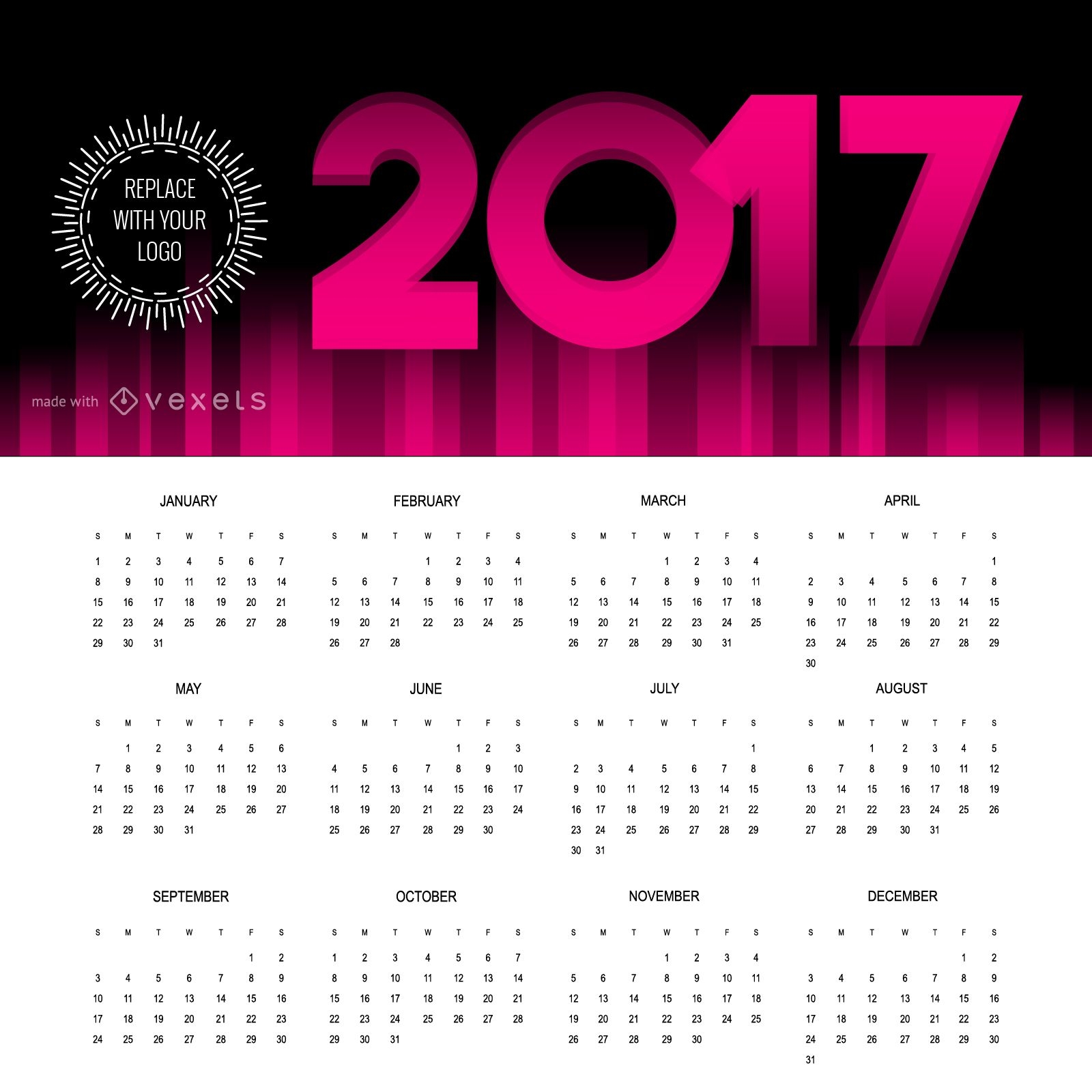 2017 calendar maker in different languages