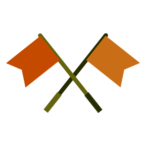 2 orangefarbene Fahnen kreuzen PNG-Design