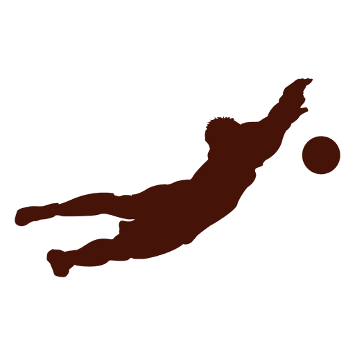 Football goalkeeper diving silhouette