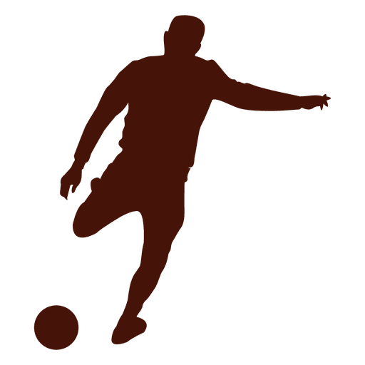 Jugador de fútbol pateando la silueta de la pelota Diseño PNG