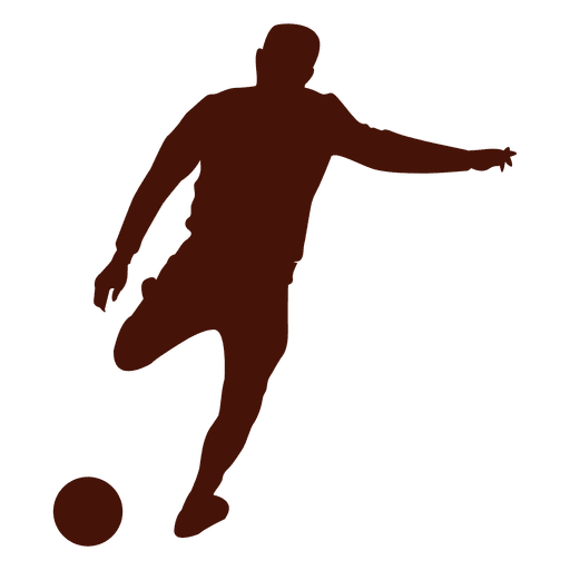 Jugador de f?tbol pateando la silueta de la pelota Diseño PNG